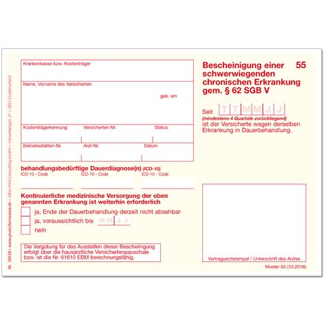 Gestaltung von Formularen AOK Zuzahlungsbefreiung chronisch krank Formular Muster 55